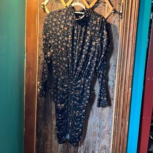 LOOKS BETTER ON!! Dark, but springlike dress perfect for any occasion